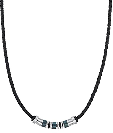 s.Oliver Halsband Edelstahl Leder für Herren, Halsschmuck, Kommt in Schmuck Geschenk Box