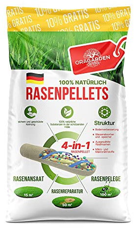 Rasenpellets Regenerationsrasen für Schnellkeimenden – Rasensamen für Robusten und Widerstandsfähigen Rasen – Rasensaat zur Ansaat und Nachsaat für Sportrasen – Samen Geeignet für Schatten (1.4 Kg)