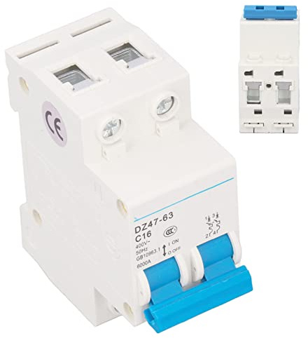 16A Leitungsschutzschalter DZ47-63 Modul 2P Leitungsschutzschalter Fehlerstromtrenner DIN-Schienenmontage 400V C16 für Zuhause