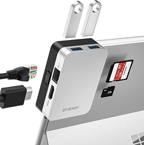 BYEASY Surface Pro 8 Docking Station, 6-in-1 USB-C Hub for Surface Pro 8 with 4K HDMI, 1000M Ethernet LAN, SD/TF Card Reader, 2 USB 3.0 - Specifically Designed Expansion Hub for Surface Pro 8