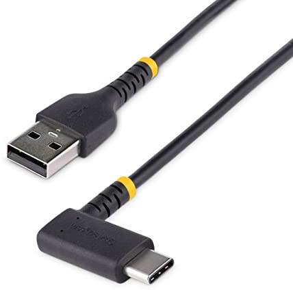 StarTech 15cm USB-A auf USB-C Rechtwinklig, 3A, USB 2.0, Robust, Schwarz | Schnellladekabel, Laden und Synchronisieren, Aramidfaser, TPE-Mantel, Zugentlastung, Enge Stellen