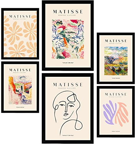 Nacnic ® - Set aus 6 Henri Matisse Postern - Dekorative Wandbilder - Drucke für Inneneinrichtung - Poster A3 & A4 - Ohne Rahmen