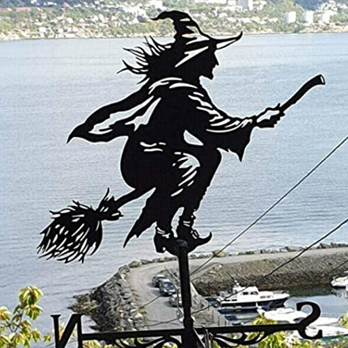 VVLXRIC Hexen Figuren Deko, Windanzeiger Dach, Hexe aus Gusseisen Deko Fuer Gartenhaus, Wetterhahn FüR Dach, für Garten, Rasen, Terrasse, Dach, Halloween Dekoration