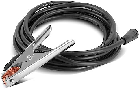 Pinza de masa STAHLWERK hasta 300 A pinza de masa | pinza de masa incluyendo cable de soldadura de 5 m | cable de masa con 25 mm² y enchufe de 13 mm