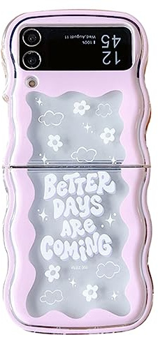 eglixu Süße Cartoon-Wellen-Hülle für Samsung Galaxy Z Flip 4, lustiges Kawaii-Design, weiche TPU-Handyhülle, Geschenk für Frauen und Mädchen (Buchstaben)