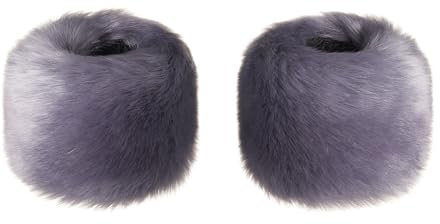 Futrzane Siberian Manschetten - Pulswärmer Damen Fell - Pelz Stulpen Armstulpen (Stahlblau Siberian)