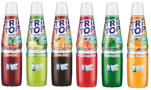 TRi TOP Getränkesirup 6 x 600ml | Sirup für Wassersprudler | 1 Flasche ergibt ca. 5 Liter Erfrischungsgetränk