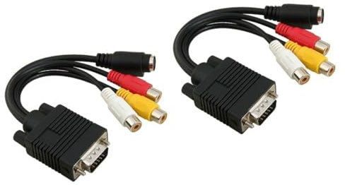 OSALADI 2pièces Câble Adaptateur Vga à S-Video pour Ordinateurs De Bureau Et Portables Compatible avec Cartes Vga avec Fonction TV-Out