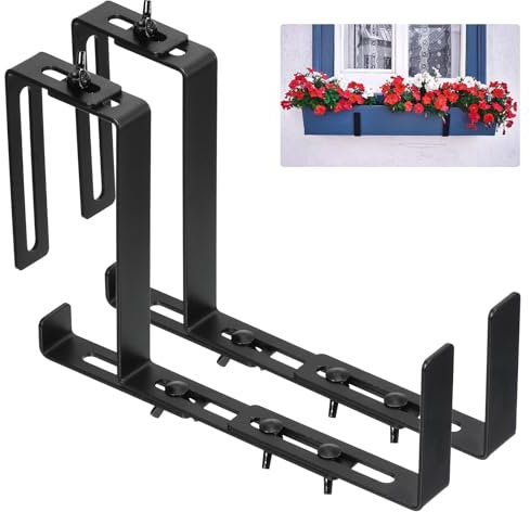 QUARKZMAN Ringhiera Ponte Regolabile Staffe Fioriere Scatola, Staffe Universale Scatola Finestra, Ferro Fiore Scatola Muro Montaggio Ganci per Balcone, Recinzioni, Patio (1 Coppia)