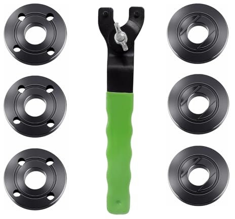 Ozmatip 5/8-11 Angle Grinder Flange Nut with Adjustable Spanner Wrench & Extension Shaft Connecting Rod kit Compatible with Bosch Dewalt Makita Ryobi Black Decker, 7PCS--YB