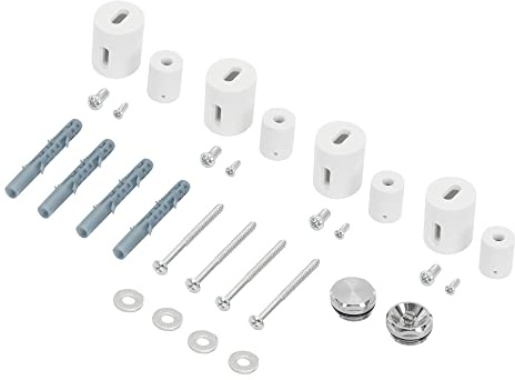 LuxeBath Support pour Radiateur Design de Salle de Bain - Blanc- Matériel de Montage: Supports Muraux, Vis et Chevilles, Vis de Support, Rondelles, Vanne de Purge 1/2 Pouce, Obturateur 1/2 Pouce