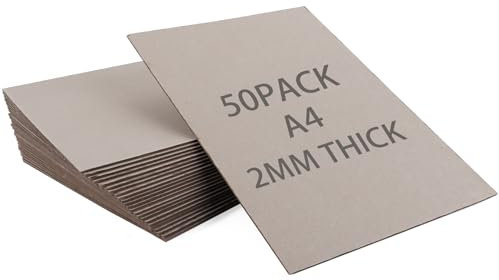 SHUESS A4 Greyboard 50 Sheets - 2000 Micron A4 (29.7 X 21 cm) Mount Board - Double-Side Grey Board - Thick Cardboard for Model Making, Thick 2 MM