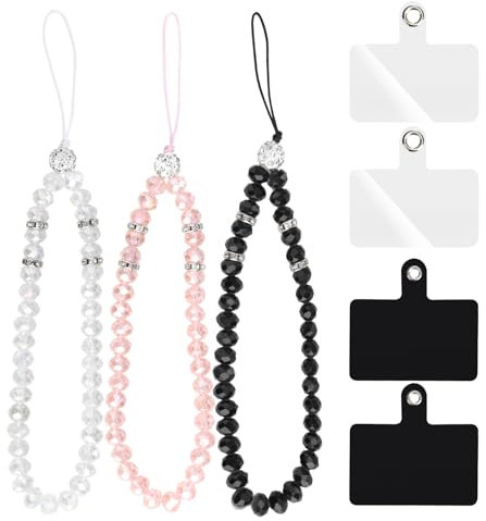 3 Pièces Lanière de Téléphone Portable Bijoux de Telephone Equipée de Quatre Onglets D'attache Détachables, Pendentifs pour Téléphones Portables Compatible Universel Idéal pour Femmes et Filles