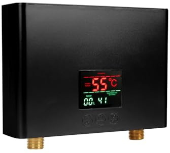 Electric Instant Water Heater, Tankless Mini Hot Water Heater for Sink Kitchen Home-Energy Efficient, Rapid, LCD Large Display, Remote Controlled, 3KW (Black)
