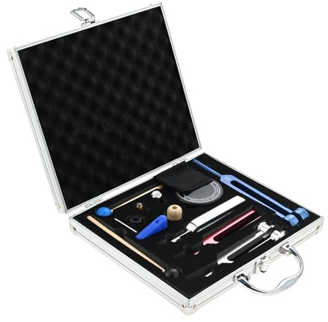 DRELD Stimmgabel-Set A440hz MI528 0M272.2 OM136.1 Bunte Stimmgabel Heilinstrument für Chakra-Klangtherapie mit Hammer, Aufbewahrungstasche, Stimmgabel-Aktivator, Basis und Inbusschlüssel