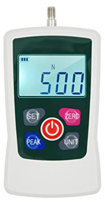 KOSINGNA Digital Force Gauge 500N 50kg 110Lb 1760oz Portable Push Pull Force Meter Unit able Backlit Mini Dynamometer with 6 Fixture Heads, Storage Case, Auto Power off
