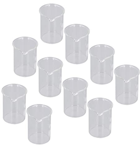 Goshyda 10pcs GLASS Beaker Set Experiment Measuring Cup with Scale Teaching Equipment 25mL Capacity, 10pcs IN 1 Set: Including Experimental GLASS, MATERIAL