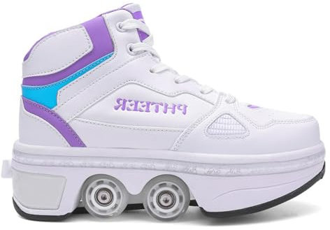 SXZHSM Roller Skate Shoes for Women and Men, PU Leather High-top Quad Roller Skates for Beginner, Indoor Outdoor Four-Wheel Roller Skates for Girls Unisex,41