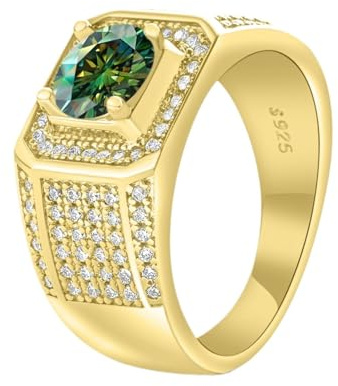 LOEXZAH Anelli in moissanite da 1 ct per uomini con diamanti Anelli di fidanzamento in argento Sterling 925 18 carati moissanite Anelli di fede nuziale in oro