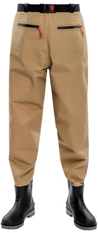 Trampolieri traspiranti in vita, stivali da uomo – Stivali da pesca leggeri con tasche impermeabili sopra il ginocchio pantaloni da pesca traspiranti pantaloni da pesca con stivali da caccia, Giallo,