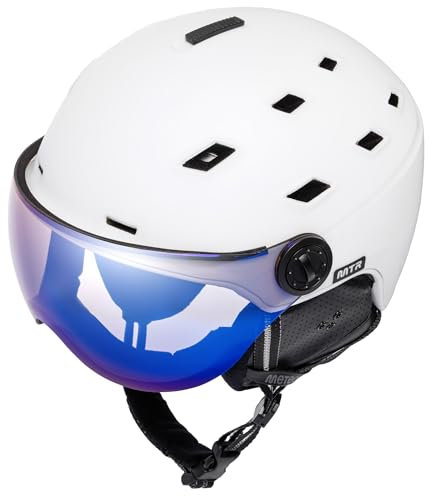 meteor Skihelm mit kontrastverstärkendem Visier und hochwertiger Verspiegelung – Ski- und Snowboardhelm für klare Sicht - mit Belüftungssystem - für Erwachsene und Kinder