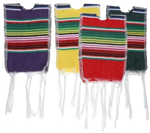 Cabilock 4stücke Teiliges Bunte Baumwoll-flaschenponchos Mexican Dekoration Für Bier Weinflaschen Karneval Fasching Party-deko in Gestreiftem Serapes-Design