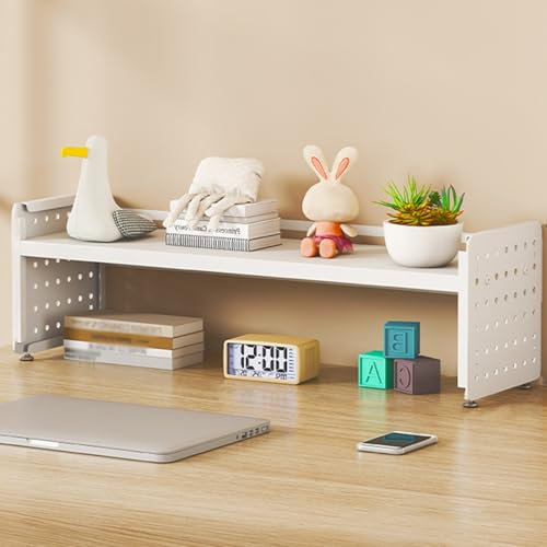 Regal Schreibtisch, Lochplatte, Regal für Schreibtisch, Schreibtisch-Organizer mit Stecktafel, Schreibtisch-Bücherregal aus Holz, Mehrzweck-Display-Bücherregal, for Büro-Lesezimmer(White,60cm/23.6in)