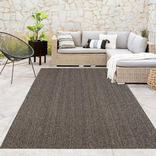 Paco Home Indoor & Outdoor Teppich für Wohnzimmer, Balkon, Küche & Flur geeignet - im natürlichem Jute Look Einfarbig Robust Wetterfest Naturtöne, Grösse:80x150 cm