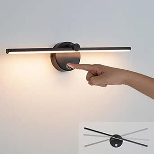 AoLa LED bad Spiegelleuchte Innen mit Schalter Spiegellampen Moderne Schwarze 300° Drehbare Wandleuchte 5W Dimmbar 41cm Lange Wandlampe für Nachttisch, Schlafzimmer, Wohnzimmer,Schwarz