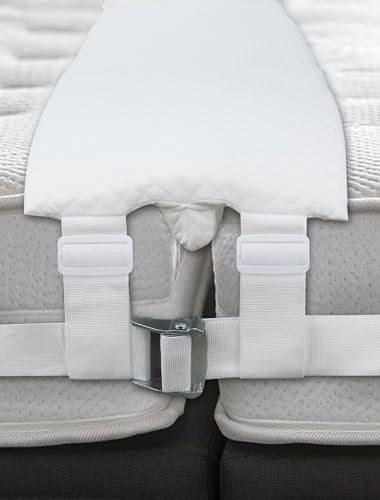 Safetect Bed Bridge with Removable Washable Cover, Adjustable Band Fits Mattress Heights, 10 Wide Twin to King Bed Converter, Twin Bed Connector, Split King Gap Filler with 33 ' Strap (White)