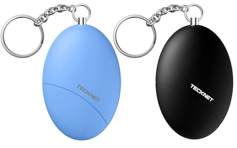 TECKNET 2 Pack Personal Safety Alarms For Women, 140dB Loud Sound Siren, Small Alarm Keychain & Keyring, Emergency Security Safe Protection Devices For Girls Kids Elderly Night Runners