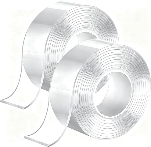 2 Pack Nano Double Sided Tape, 3m x 3cm x 2mm Multi-Functional Transparent Reusable Nano Adhesive Tape, Washable Traceless Strong Gel Tape for Carpet, Party, Photos Wall, Posters, Kitchen