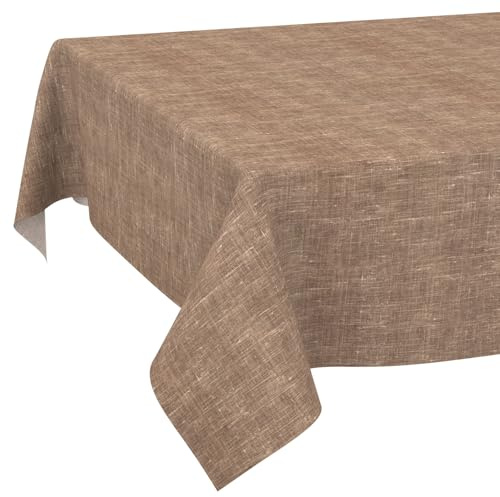 Nappe lavable, linge de table en lin et coton, aspect lin, imperméable, facile d'entretien, protection anti-taches, 90 x 130 cm, chocolat