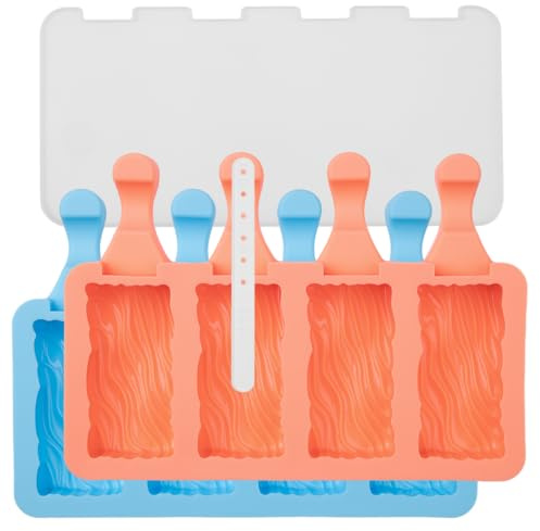 Lurch Eisform für Eis am Stiel, Popsicles Silikon 2er Set mit Deckel wiederverwendbar für Kinder und Erwachsene - Wave