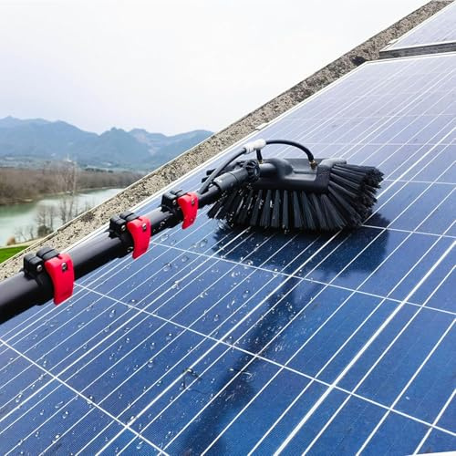 Teleskop Waschbürste, 3.6m/5.4m/6m/7.2m/9.2m /10.8mTeleskopstiel (5.4m) | High Clean Teleskopstange Wasseranschluss,Wasserbesen für PV Reinigung Glasdachreiniger Wintergarten Reinigungsset