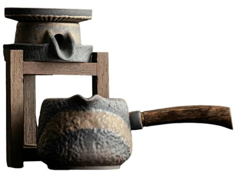 Ensemble de filtres de moulin à pierre de style ancien de style chinois - Ensemble à thé rétro créatif Kung Fu - Ensemble passoire à thé + poignée latérale en bois de santal noir