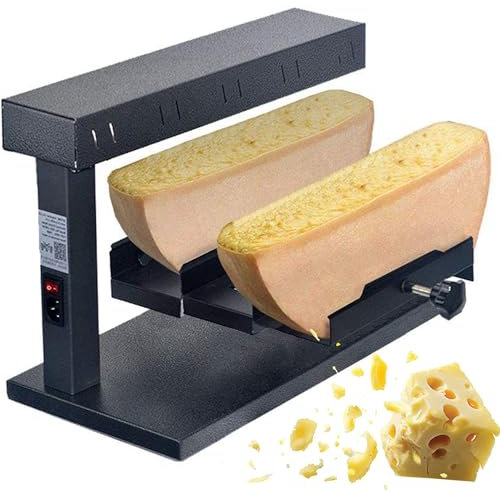 WUDLi Fusor De Queso Comercial, Máquina para Derretir Raclette Tradicional, Zonas De Calentamiento Duales, Altura/ángulo Ajustable, Queso para Derretir 40 S, Calentador De Queso para Cafetería