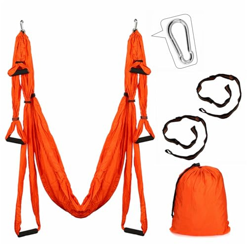 Wuyangcun Hamac aérien de yoga 250 x 150 cm en tissu de parachute pour inversion fitness (orange)