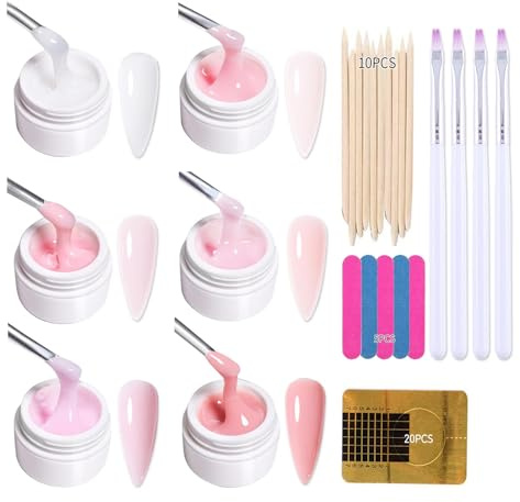 GZSYY Aufbaugel für Gelnägel Builder Gel 6 Farben Nagelverlängerung Builder Base Gel Aufbaugel Set