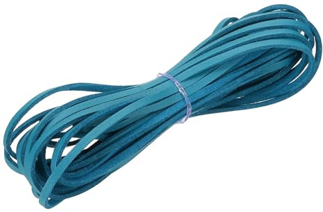 PATIKIL Cordino Cuoio, 3 mm x 5.5 Iarde Stringa in Pelle Finta, Cordone Piatto Vellutata Cordoncino per Collane Creazione Di Gioielli Braccialetti DIY Artigianato Acchiappasogni, Blu
