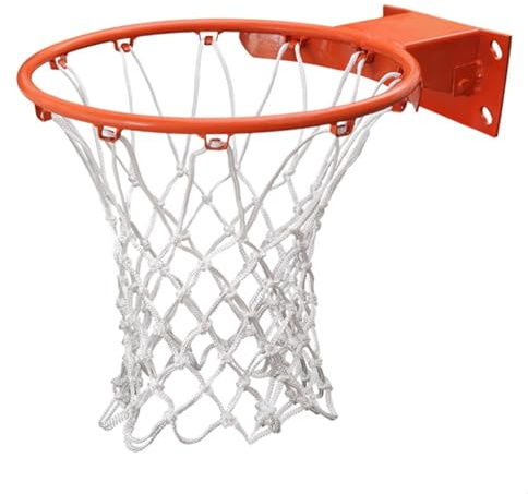 huaruoshui 2 st tunga vita basketringar nät 12 öglor standard inomhus- eller utomhus nylonflätat nät starkt och hållbart ersättning basketnät tillbehör (vit)