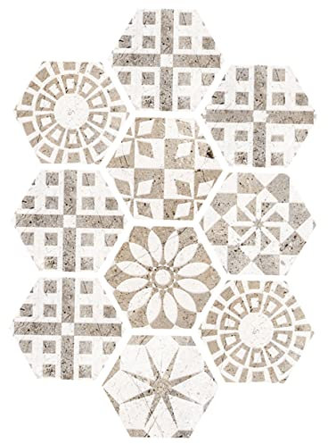 HOMSFOU Adesivi tridimensionali autoadesivi per piastrelle antiscivolo, decorazione per pavimenti e pareti, per cucina, bagno, design floreale grigio chiaro, facile installazione, materiale durevole