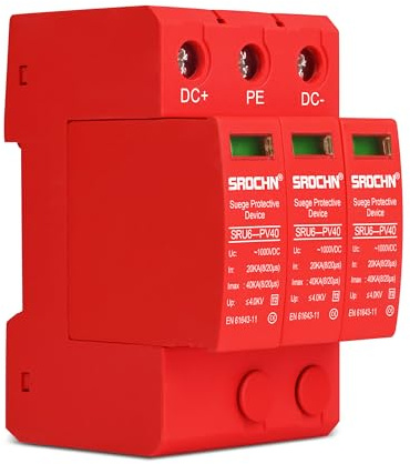 SROCHN Protezione da sovratensione 3P T2 CC, protezione da fulmini fotovoltaico, livello 2 C, 1000 V, TH, 35 mm, montaggio su guida DIN