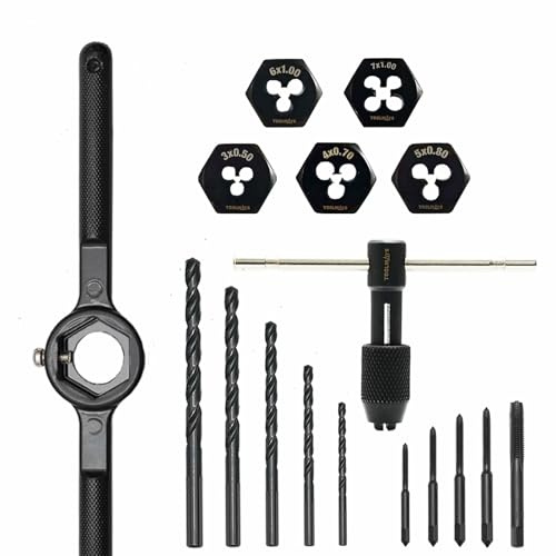 TOOLMAYS Gewindeschneider Set metrisch | 17tlg. Gewindebohrer set mit Schneideisen und Gewindebohrer aus GCr15, Profi Gewindeschneidsatz
