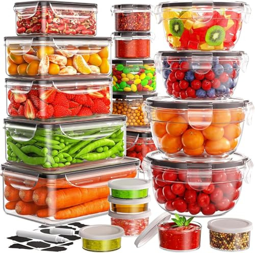 JSCORES 40er Frischhaltedosen mit Deckel Vorratsdosen Set, (20 Behälter+20 Deckel) Küche Auslaufsicher Lebensmittelbehälter Set, Meal Prep Boxen