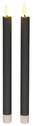 Coen Bakker LED 2er Set Stabkerzen mit Timer und 3D Flamme Batterie 2 x 2AA Farbauswahl, Farbe:Grau