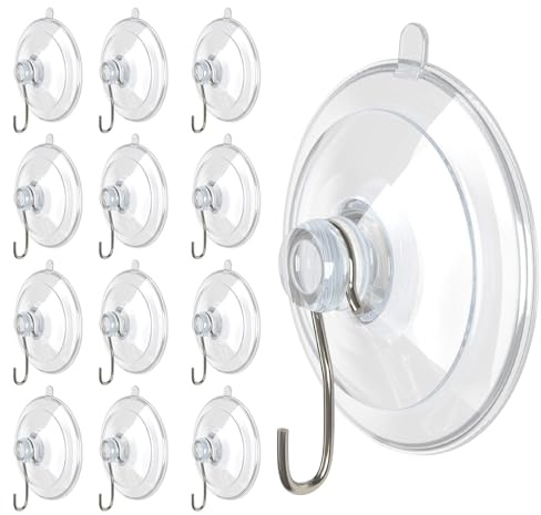20 Pcs Ganchos con Ventosa Transparente 45 mm Ventosas de Plástico con Gancho Ganchos de Pared con Ventosas para Baño Azulejos Cristal Ventanas Cocinas Navidad Halloween