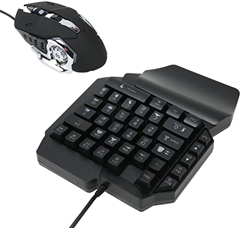 Kikumi Gaming-Maus und Tastatur, Halbhand-Gaming-Tastatur, MUS Combo, USB-LED-Hintergrundmaus und mit Konverter für Xboxone