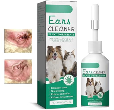 MQUGEE Nettoyant Oreille pour Chiens et Chats, Soins des Oreilles pour Chiens, Gouttes Auriculaires Apaisantes à l'Aloe Vera, Aide à Dissoudre Le Cérumen et à Réduire Les Démangeaisons, 20ml