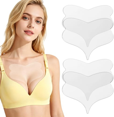 4pcs Chest Wrinkle Pads, Silicone Reusable Wing-Shaped Chest Anti Wrinkle Patches Gentle Skincare Silicone Patches for Women Overnight Use